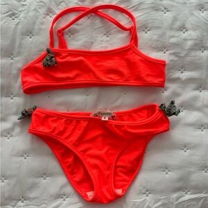 NEW Bonpoint Girl’s Bright Bikini Set Size w/ Liberty Print Poms Size 6